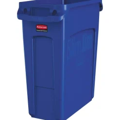 Rubbermaid Slim Jim Rectangular Polyethylene Vented Waste Receptacle, 16 Gallons, Blue