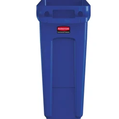 Rubbermaid Slim Jim Rectangular Polyethylene Vented Waste Receptacle, 16 Gallons, Blue