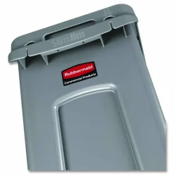 Rubbermaid Slim Jim Rectangular Plastic Vented Waste Container, 16 Gallons, 25"H x 11"W x 22"D, Gray