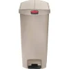 Rubbermaid Slim Jim Step-On Resin End Step Wastebasket, 18 Gallons, Beige