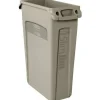 Rubbermaid Slim Jim Waste Container With Vents Channels, 23 Gallons, 30" x 11" x 22", Beige