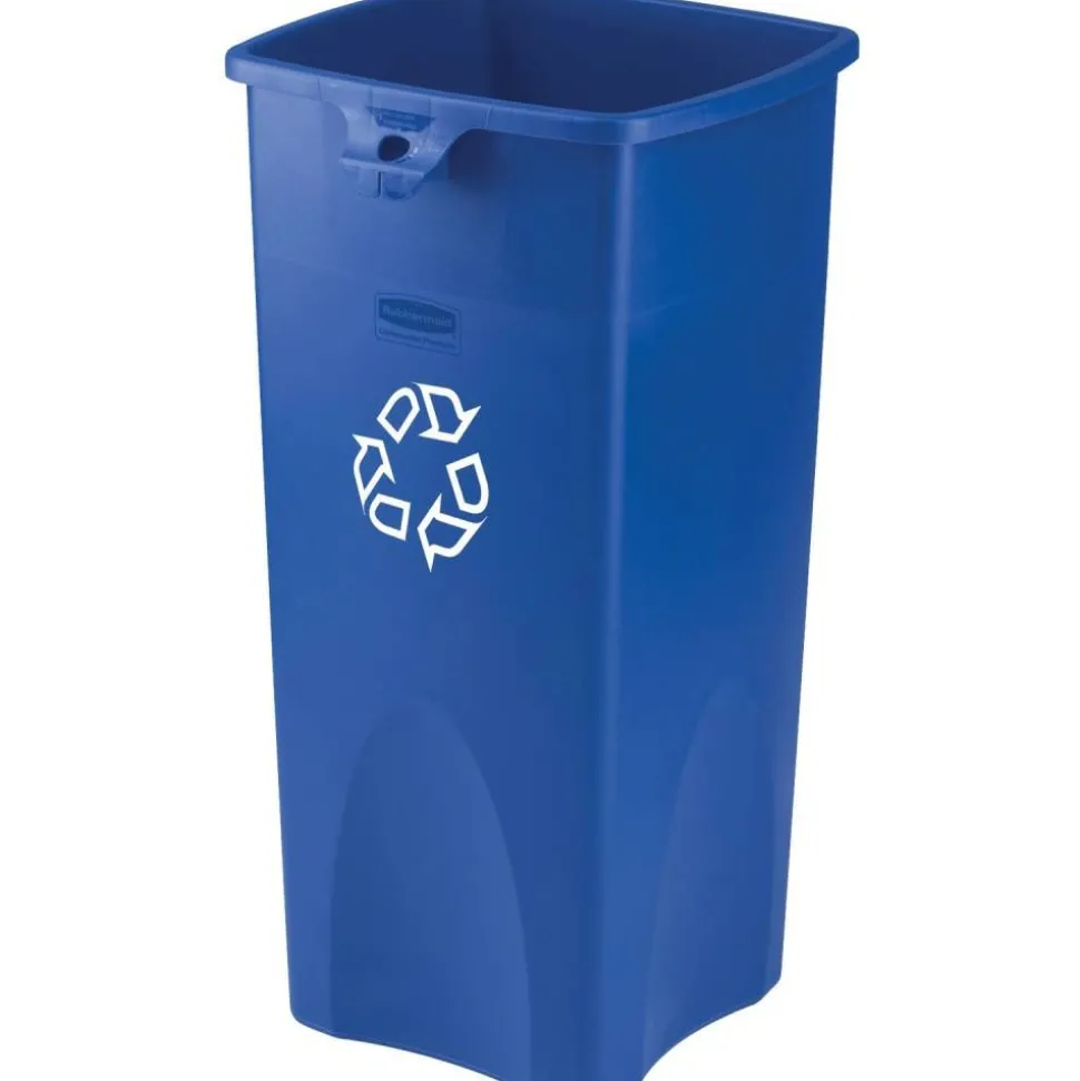 Rubbermaid Square Recycling Container, Blue/White