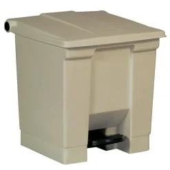 Rubbermaid Step-On Waste Container, 8 Gallons, 17" x 15 3/4" x 16 1/4", Beige
