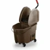 Rubbermaid WaveBrake Plastic Commercial Bucket With Wringer, 35 Qt, 33 3/4"H x 16"W x 27 1/4"D, Brown
