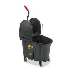 Rubbermaid WaveBrake Plastic Commercial Bucket With Wringer, 35 Qt, 33 3/4"H x 16"W x 27 1/4"D, Brown