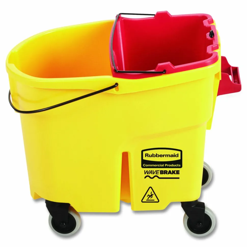 Rubbermaid WaveBrake 2.0 Plastic Dirty Water Bucket, 18 Qt, Red