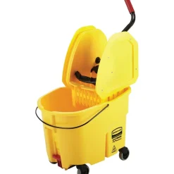 Rubbermaid WaveBrake Plastic Commercial Bucket With Wringer, 35 Qt, 33 3/4"H x 16"W x 27 1/4"D, Yellow