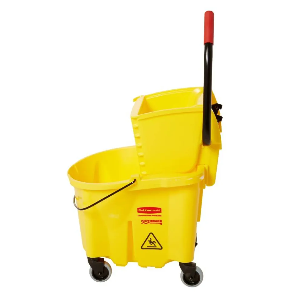 Rubbermaid WaveBrake Side Press Combo Bucket, 26 Quart, Yellow
