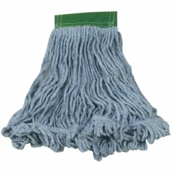 Rubbermaid Wet Mop Head, Super Stitch, Cotton Blend, Medium, Blue, Case Of 6