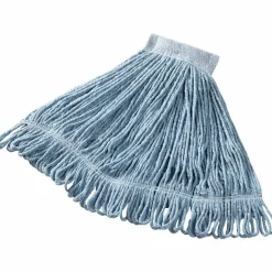 Rubbermaid Wet Mop Head, Super Stitch, Cotton Blend, Medium, Blue, Case Of 6