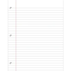 Ruled Filler Paper, 8 1/2" x 11", Wide Ruled, White, Pack Of 500 Sheets