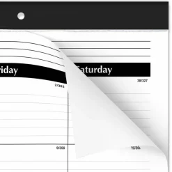 Ruled Desk Pad, 22 x 17, White Sheets, Black Binding, Black Corners, 12-Month (Jan to Dec): 2027, 2027 Calendar