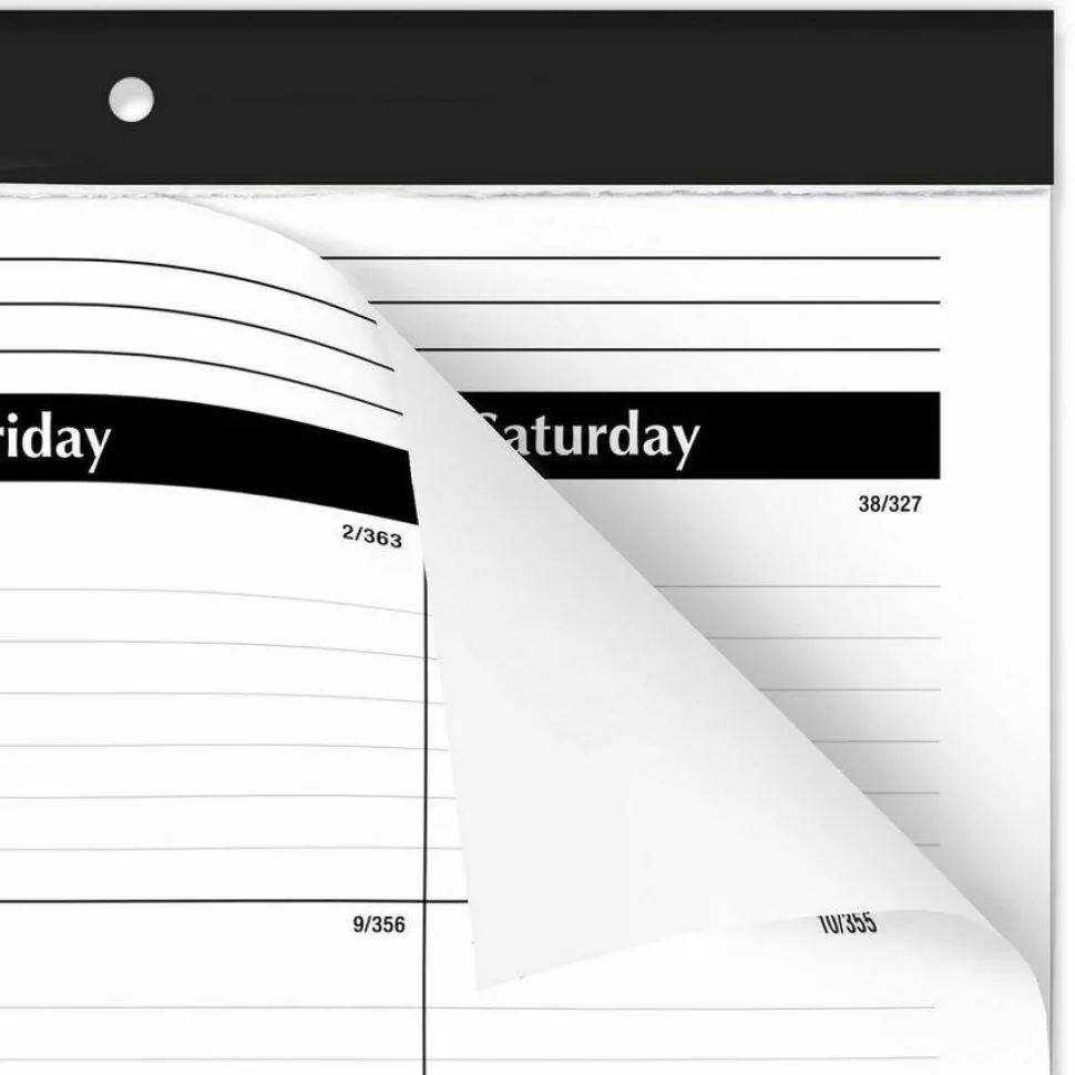 Ruled Desk Pad, 22 x 17, White Sheets, Black Binding, Black Corners, 12-Month (Jan to Dec): 2027, 2027 Calendar