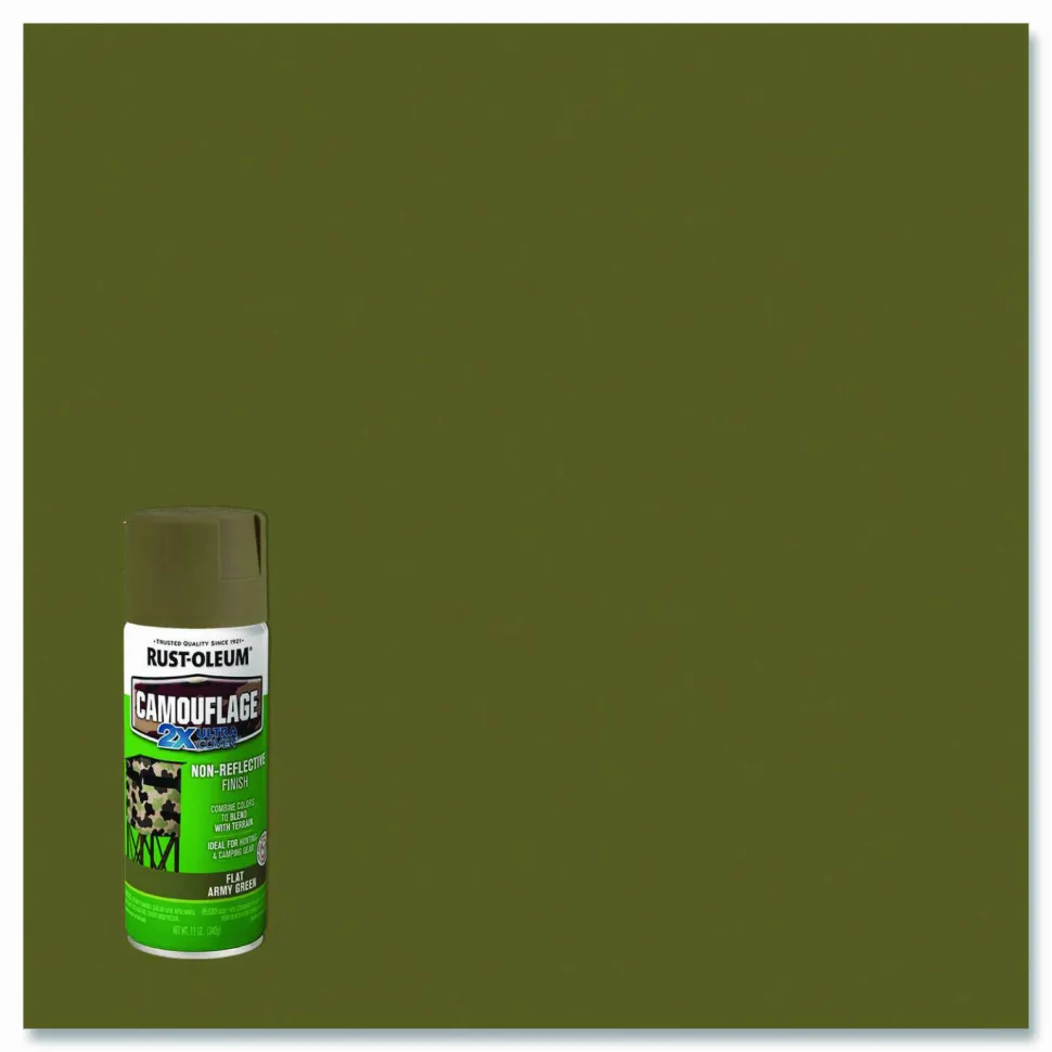 Rust-Oleum Camouflage Spray Paint, Flat Army Green, 12 oz Aerosol Can