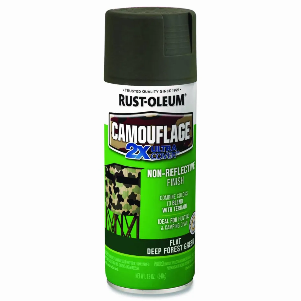 Rust-Oleum Camouflage Spray Paint, Flat Deep Forest Green, 12 oz Aerosol Can