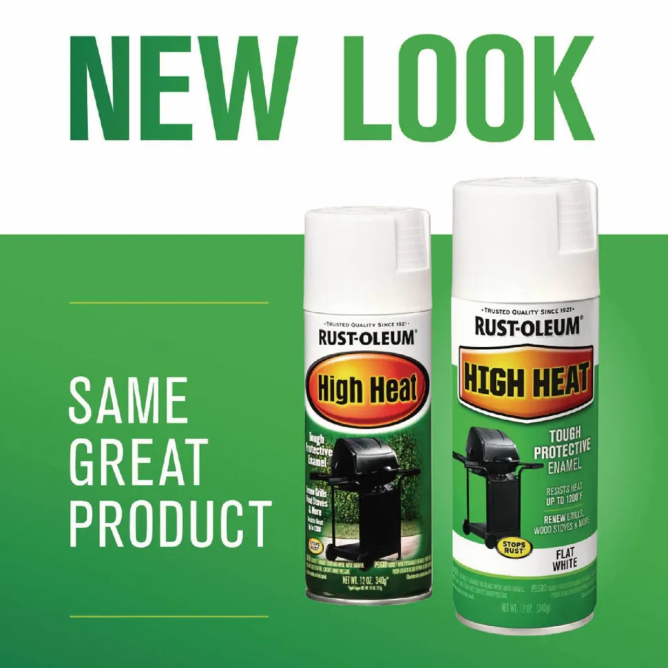 Rust-Oleum High Heat Enamel Spray Paint, Flat White, 12 oz Aerosol Can, 6/Carton
