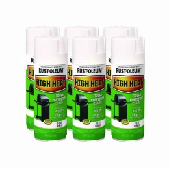 Rust-Oleum High Heat Enamel Spray Paint, Flat White, 12 oz Aerosol Can, 6/Carton