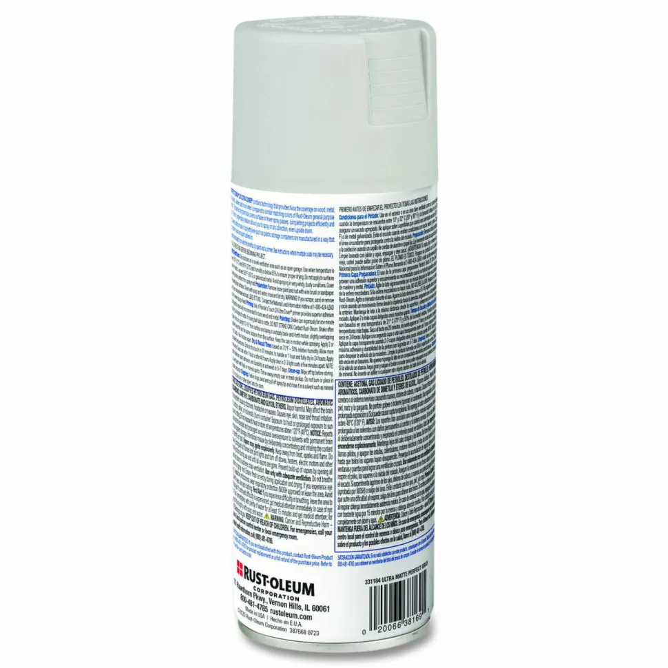 Rust-Oleum Painter's Touch 2X Ultra Cover Spray Paint, Ultra Matte Gray, 12 oz Aerosol Can, 6/Carton
