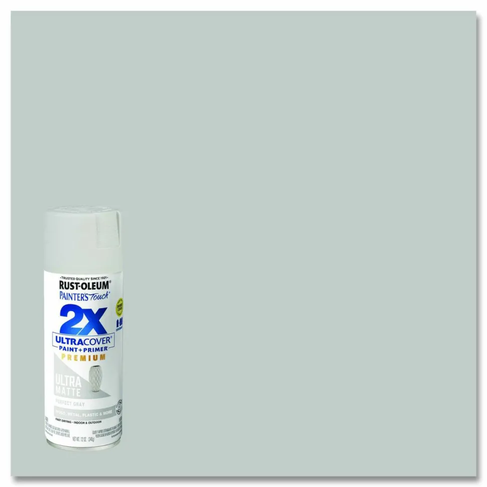 Rust-Oleum Painter's Touch 2X Ultra Cover Spray Paint, Ultra Matte Gray, 12 oz Aerosol Can, 6/Carton