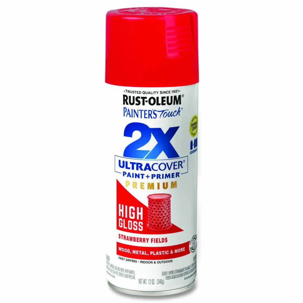 Rust-Oleum Painter's Touch 2X Ultra Cover Spray Paint, High Gloss Strawberry Fields, 12 oz Aerosol Can, 6/Carton