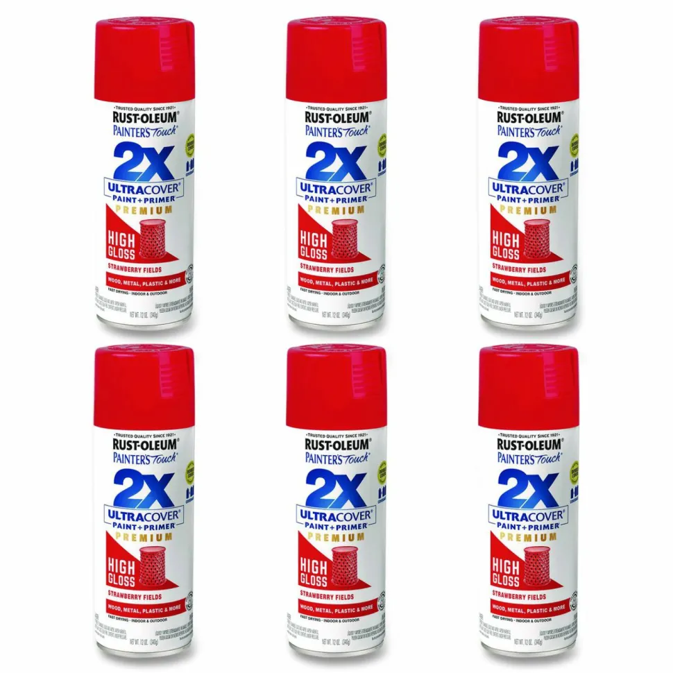 Rust-Oleum Painter's Touch 2X Ultra Cover Spray Paint, High Gloss Strawberry Fields, 12 oz Aerosol Can, 6/Carton