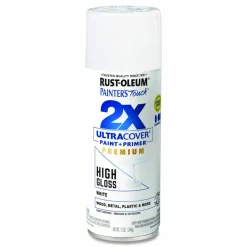 Rust-Oleum Painter's Touch 2X Ultra Cover Spray Paint, High Gloss White, 12 oz Aerosol Can, 6/Carton