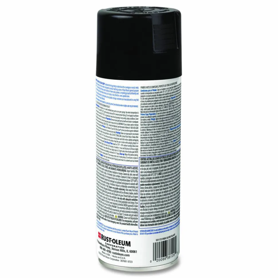 Rust-Oleum Painter's Touch 2X Ultra Cover Spray Paint, High Gloss Black, 12 oz Aerosol Can, 6/Carton