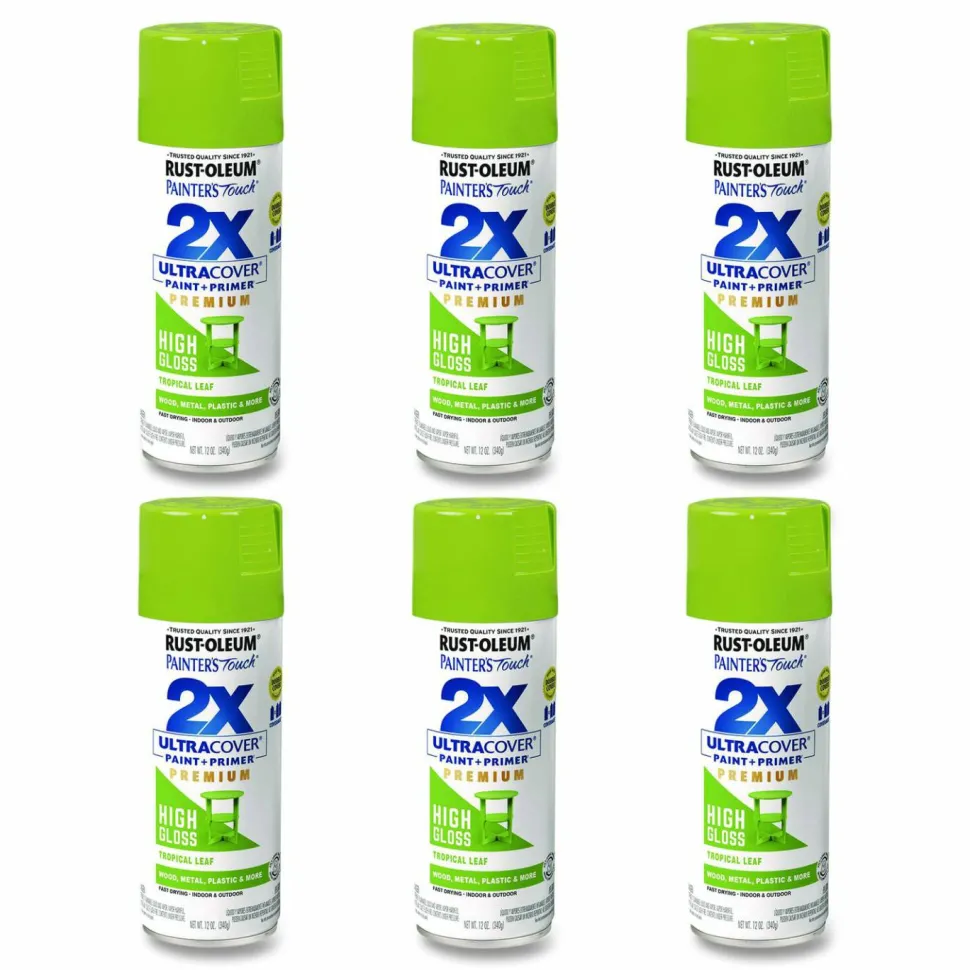 Rust-Oleum Painter's Touch 2X Ultra Cover Spray Paint, High Gloss Tropical Leaf, 12 oz Aerosol Can, 6/Carton