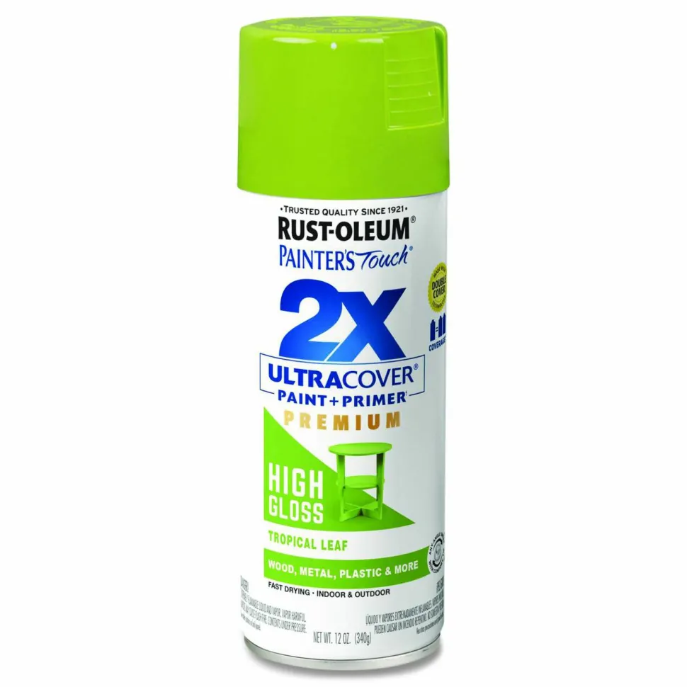 Rust-Oleum Painter's Touch 2X Ultra Cover Spray Paint, High Gloss Tropical Leaf, 12 oz Aerosol Can, 6/Carton