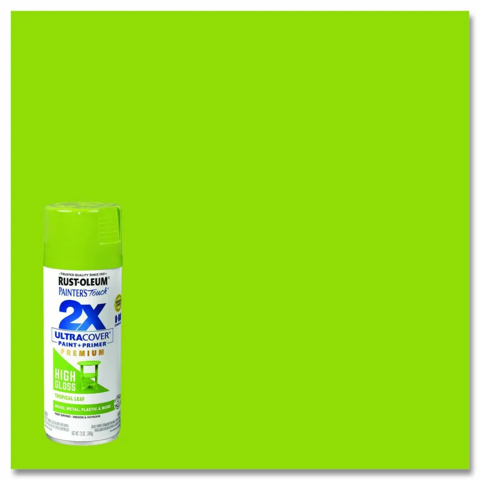 Rust-Oleum Painter's Touch 2X Ultra Cover Spray Paint, High Gloss Tropical Leaf, 12 oz Aerosol Can, 6/Carton