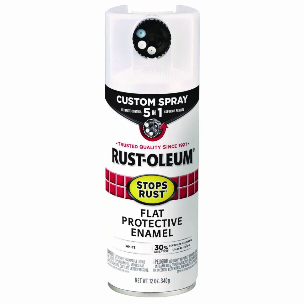 Rust-Oleum Stops Rust 5-in-1 Spray Paint, Flat White, 12 oz Aerosol Can, 6/Carton