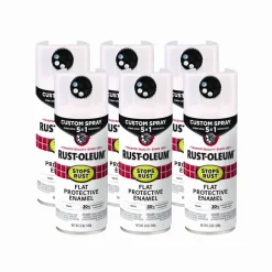 Rust-Oleum Stops Rust 5-in-1 Spray Paint, Flat White, 12 oz Aerosol Can, 6/Carton