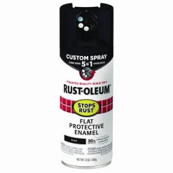 Rust-Oleum Stops Rust 5-in-1 Spray Paint, Flat Black, 12 oz Aerosol Can