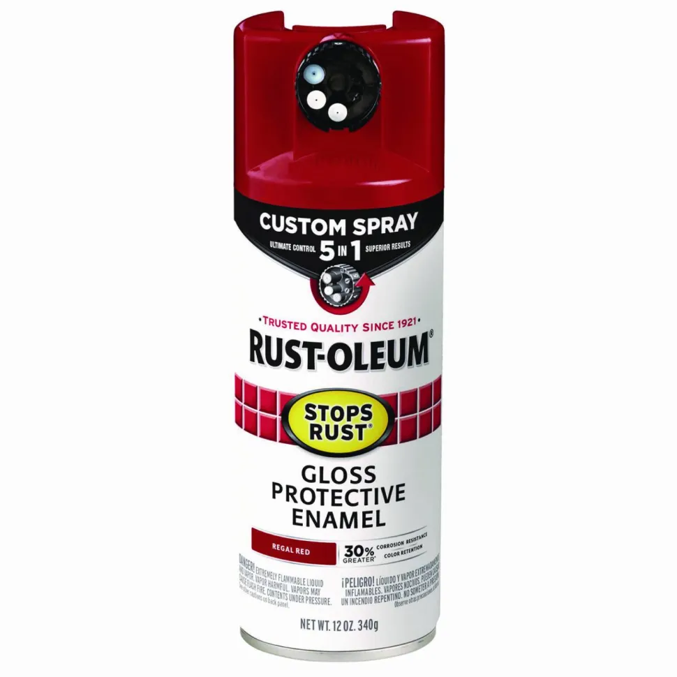 Rust-Oleum Stops Rust 5-in-1 Spray Paint, Gloss Regal Red, 12 oz Aerosol Can, 6/Carton
