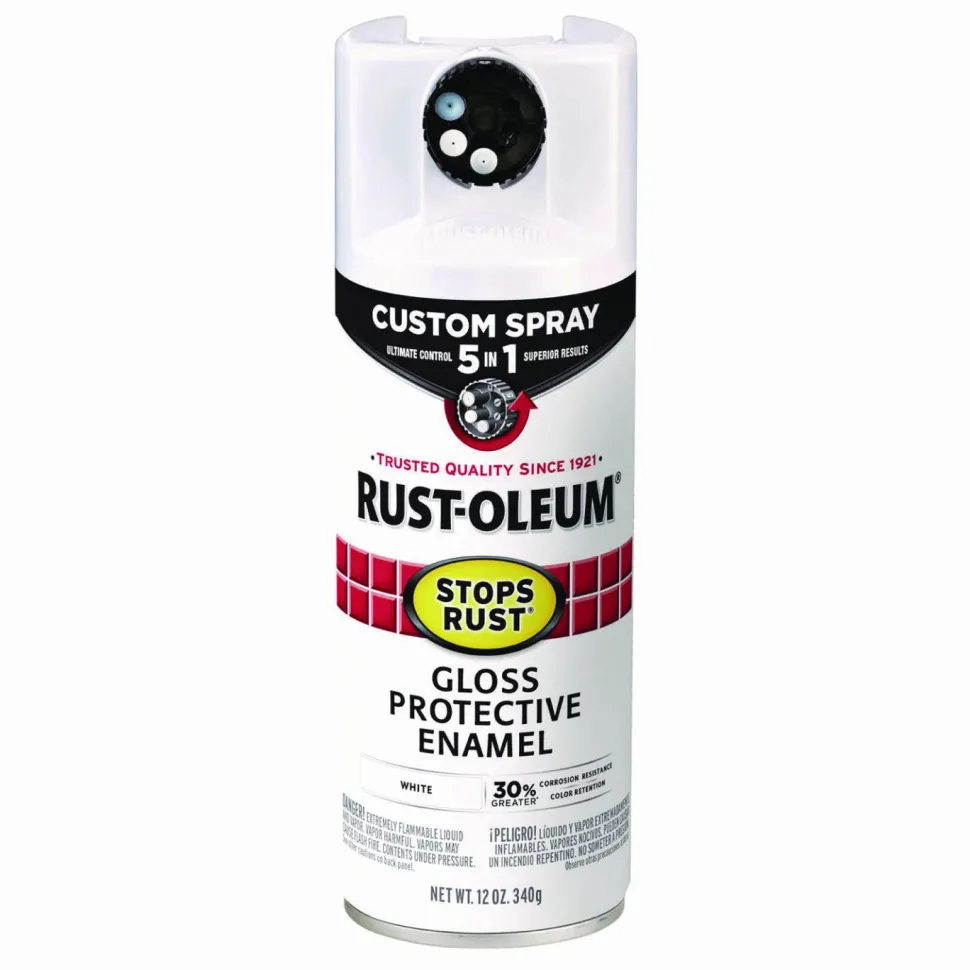 Rust-Oleum Stops Rust 5-in-1 Spray Paint, Gloss White, 12 oz Aerosol Can