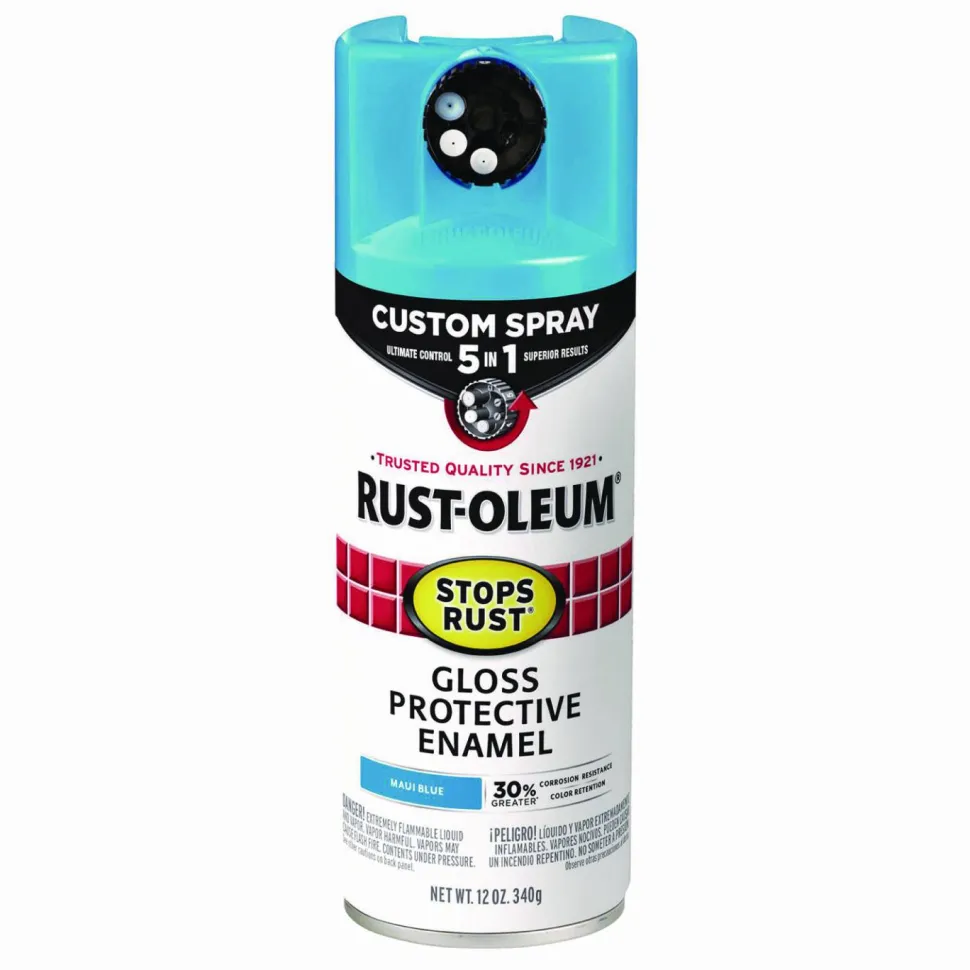 Rust-Oleum Stops Rust 5-in-1 Spray Paint, Gloss Maui Blue, 12 oz Aerosol Can