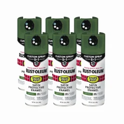 Rust-Oleum Stops Rust 5-in-1 Spray Paint, Satin Earthy Green, 12 oz Aerosol Can, 6/Carton