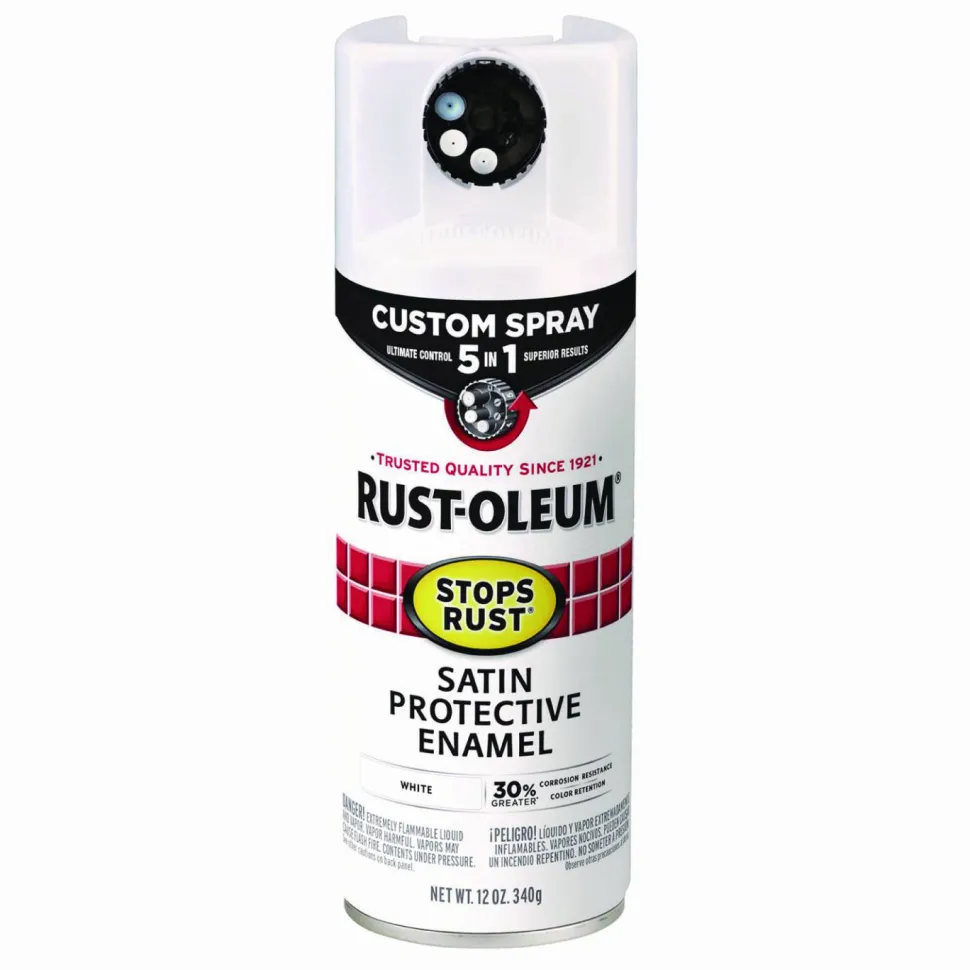 Rust-Oleum Stops Rust 5-in-1 Spray Paint, Satin White, 12 oz Aerosol Can, 6/Carton