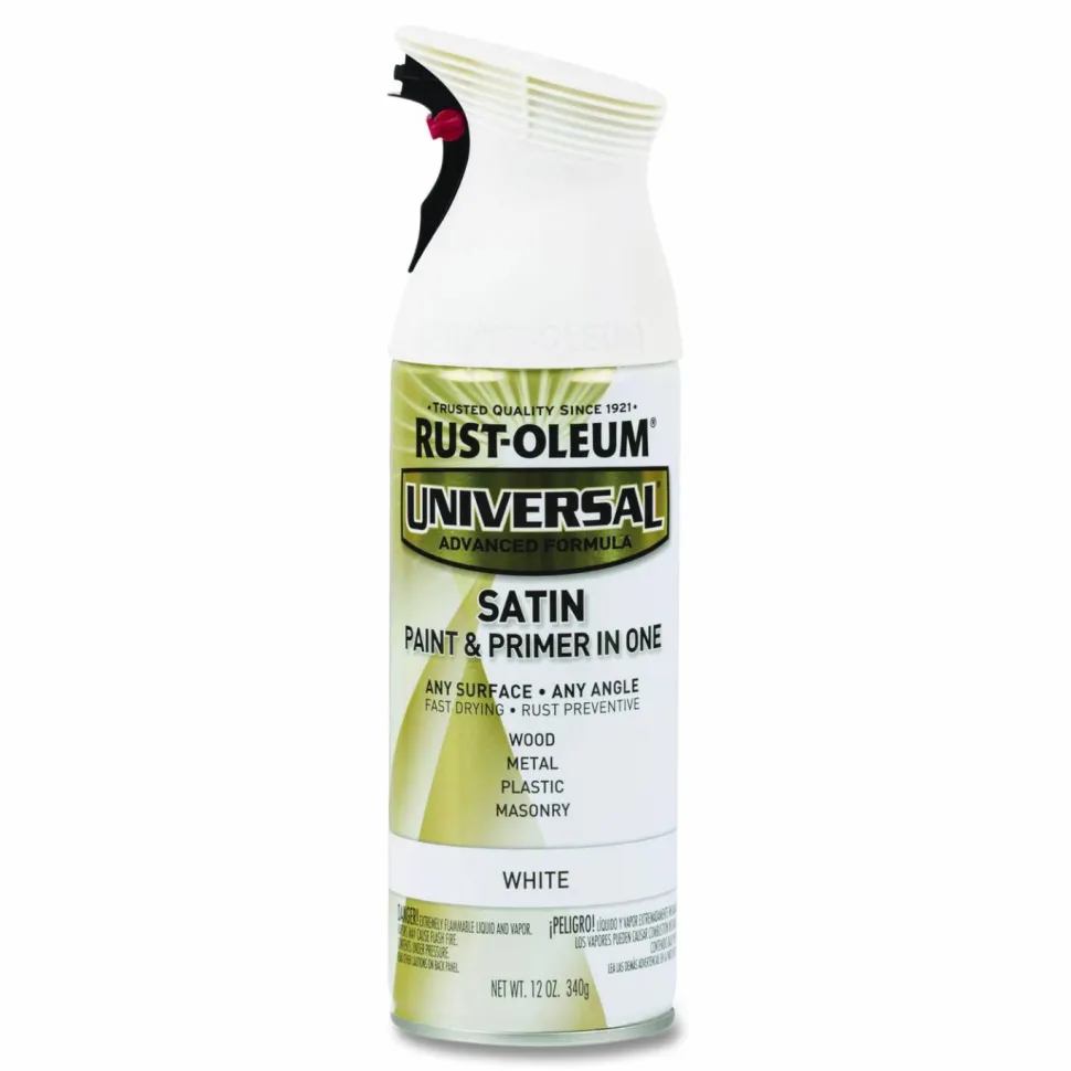 Rust-Oleum Universal Premium Spray Paint, Satin White, 12 oz Aerosol Can