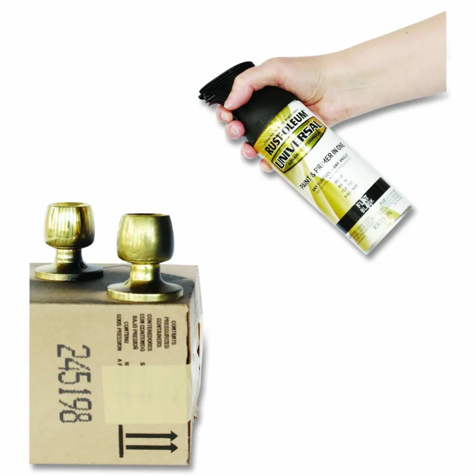 Rust-Oleum Universal Premium Spray Paint, Flat Black, 12 oz Aerosol Can, 6/Carton