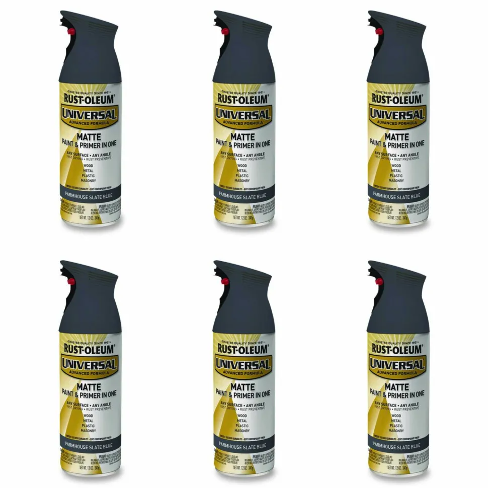 Rust-Oleum Universal Premium Spray Paint, Matte Slate Blue, 12 oz Aerosol Can, 6/Carton