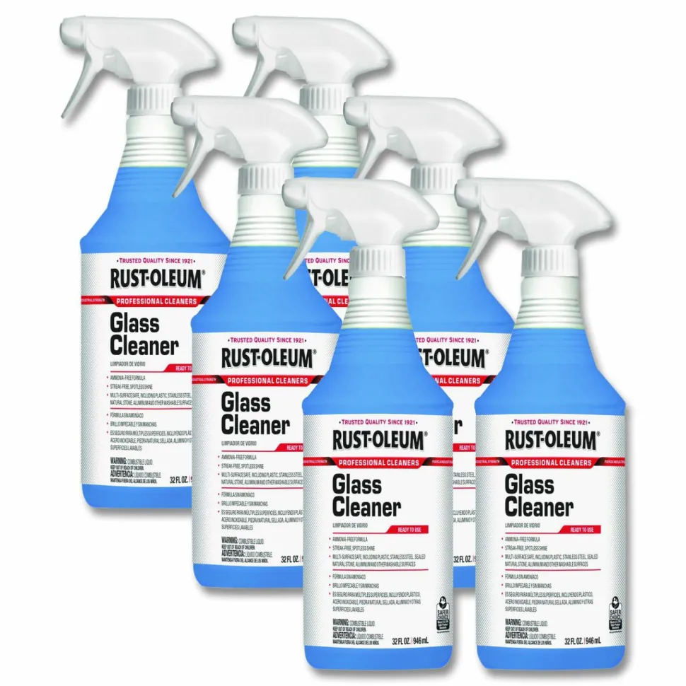 Rust-Oleum Professional Glass Cleaner, 32 oz Spray Bottle, 6/Carton