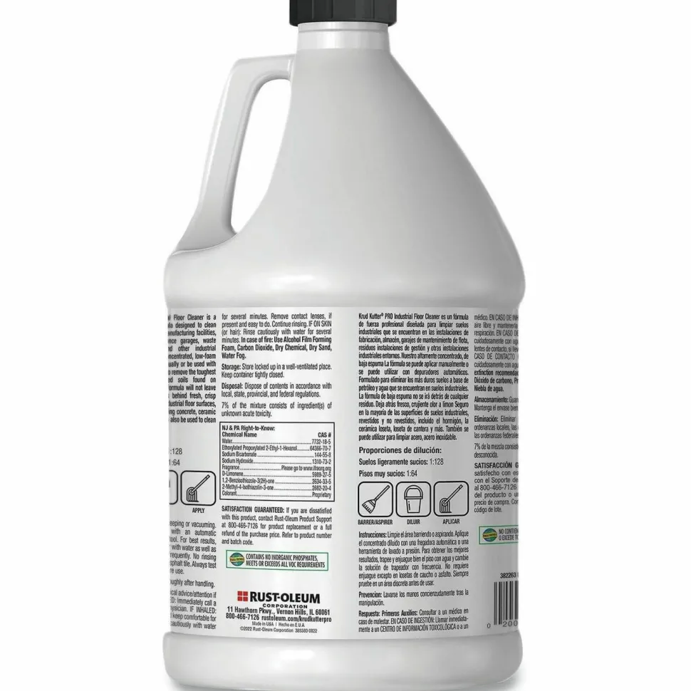 Rust-Oleum Professional Low Foam Floor Cleaner Concentrate, Lemon Scent, 1 gal Bottle, 4/Carton
