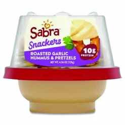 Sabra Classic Hummus with Pretzel, 4.56 oz Cup, 6 Cups/Pack