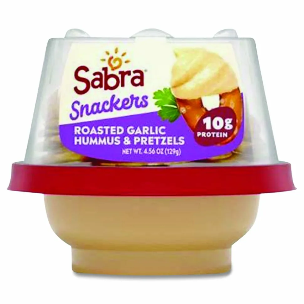 Sabra Classic Hummus with Pretzel, 4.56 oz Cup, 6 Cups/Pack