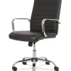 Sadie 5-Eleven Mid-Back Executive Chair, Supports Up to 250 lb, 17.1" to 20" Seat Height, Black Seat/Back, Chrome Base