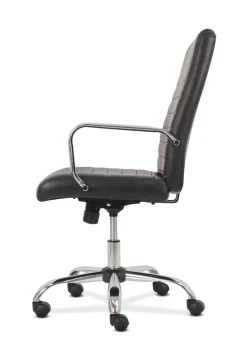 Sadie 5-Eleven Mid-Back Executive Chair, Supports Up to 250 lb, 17.1" to 20" Seat Height, Black Seat/Back, Chrome Base