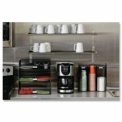 Safco Onyx Breakroom Organizers, 3 Compartments,14.63 x 11.75 x 15, Steel Mesh, Black