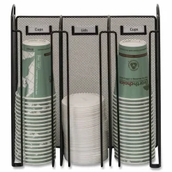 Safco Onyx Breakroom Organizers, 3Compartments, 12.75x4.5x13.25, Steel Mesh, Black