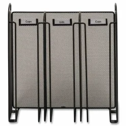 Safco Onyx Breakroom Organizers, 3Compartments, 12.75x4.5x13.25, Steel Mesh, Black